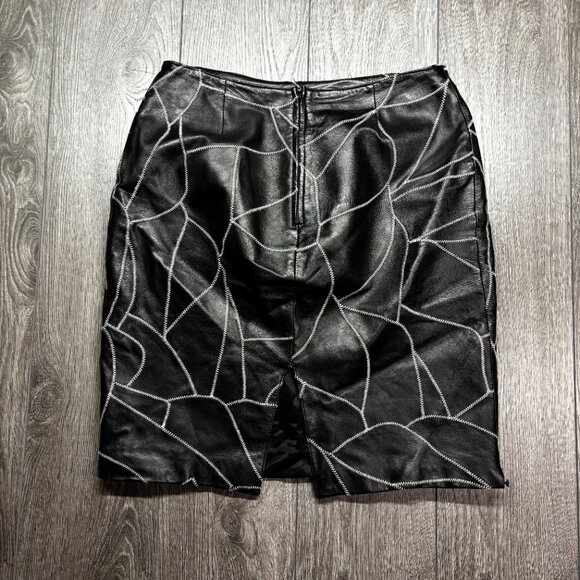 Danier Genuine Leather Blank Skirt Mid 12 Vintage Y2k 34 x 23 Halloween - Picture 6 of 10